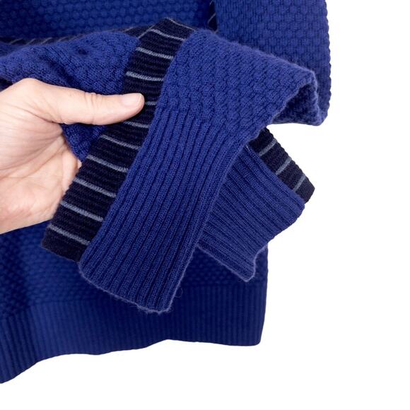 Athleta Sweater Sz S Blue Marina Chianti Merino Wool Turtleneck Textured - Picture 3 of 11